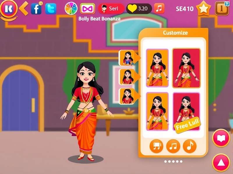 Bolly Beat Bonanza avatar customization options showing traditional Indian outfits