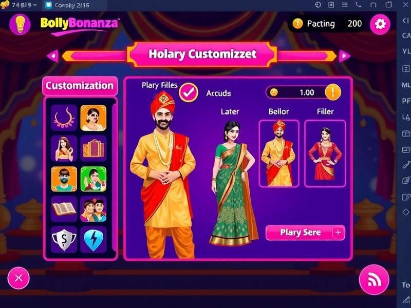 Bolly Beat Bonanza gameplay screenshot showing colorful Bollywood-themed interface